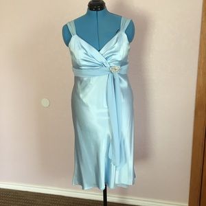 Pale Blue High/Low Empire Waist Chiffon Dress